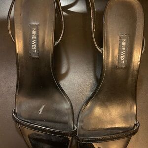 Nine West Glossy Black Heels  Ankle. AS IS 8.5 M